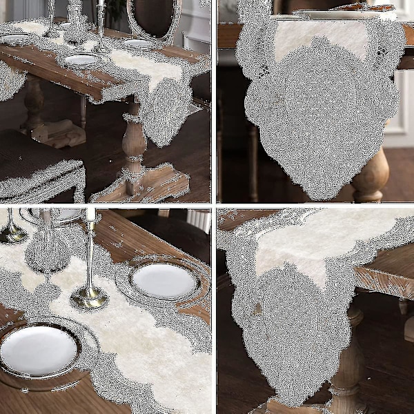 Blomstermønstret fløyelsduk Elegant Chic Vaskbar Bordmatte Borddekke Dekor For Spisestue Bryllup Fest Bankett 1stk-hvit