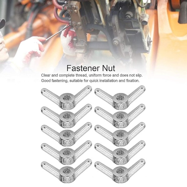 10 stk M8 Rustfritt Stål Vingmuttere Festeskruer Butterfly Claw Muttere Jernvare Tilbehør Baobao