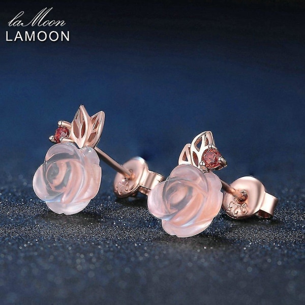 Lamoon Flower Shape Pink Rose Quartz set