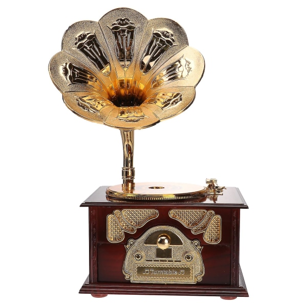 1 stk Retro Grammofonformet Musikkboks Musikk Kunstverk Dekorativ Skrivebords Ornament For Hjem Kontor Gave