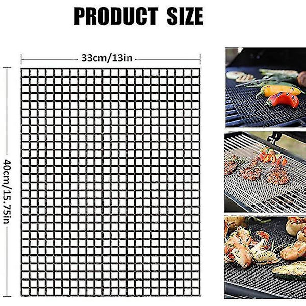 3 stk Grillmatter for BBQ, Ikke-klebende Mesh-matter, Gjenbrukbare, Enkle å Rengjøre
