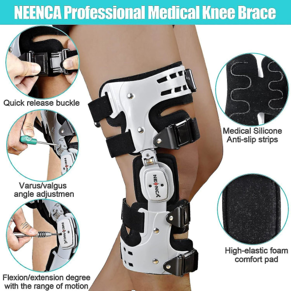 Neenca Unloader Rom Knee Brace Hinged Stabilizer Adjustable Recovery Support For Acl Mcl Pcl Injury Meniscus Tear Arthritis Wuqx