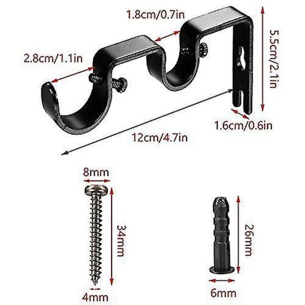 3 st Kraftiga Gardinstångsbeslag Dubbelhållare Kontor