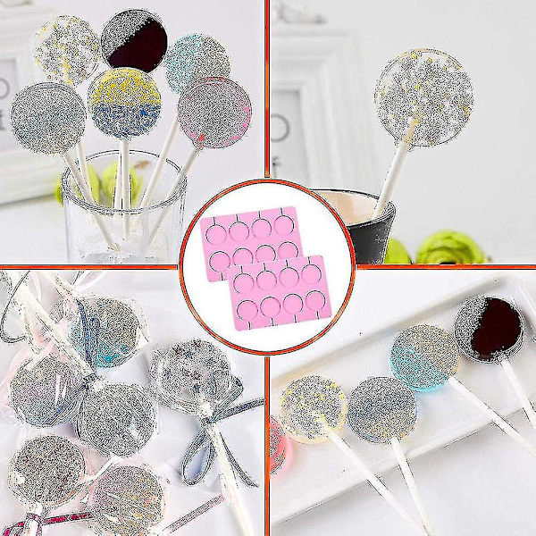 2 stk Silikon Lollipopforme, 8-kapacitet Store Sutteforme, Perfekt til Lollipop, Chokolade - yuhao