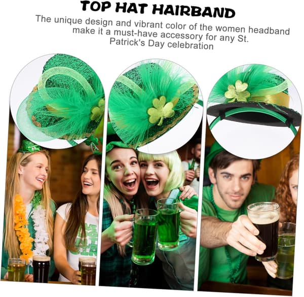 Patrick's Day Damehodebånd med flosshatt Festlig Cosplay-tilbehør