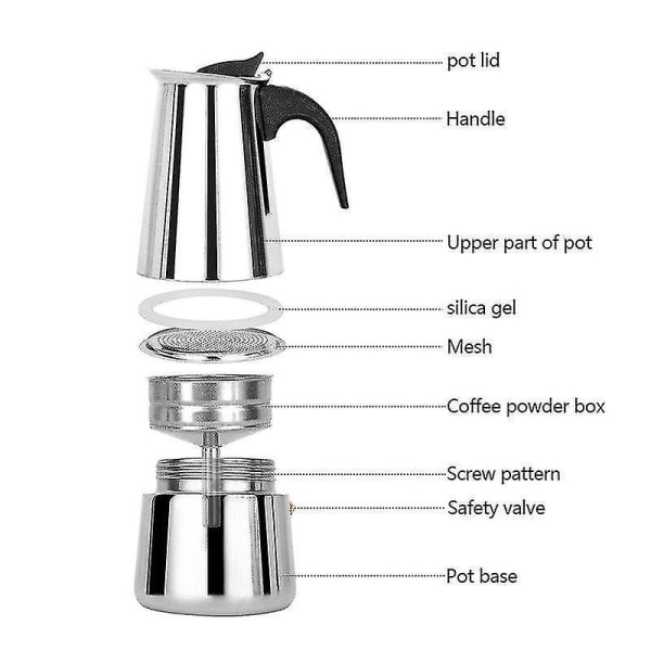 600ml Kaffekande i Rustfrit Stål Mocha Espresso Percolator