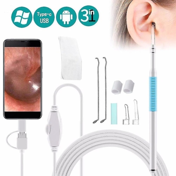 Ear Endoscope 3 in 1 Cleaning Tool HD Visual Ear Spoon Camera