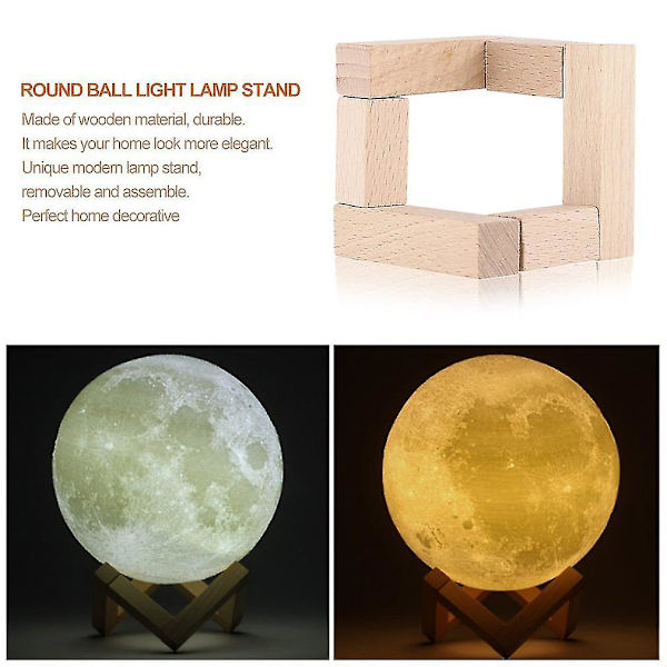 Pyöreä pallovalaisimen puinen jalusta LED-lampulle DIY-koriste