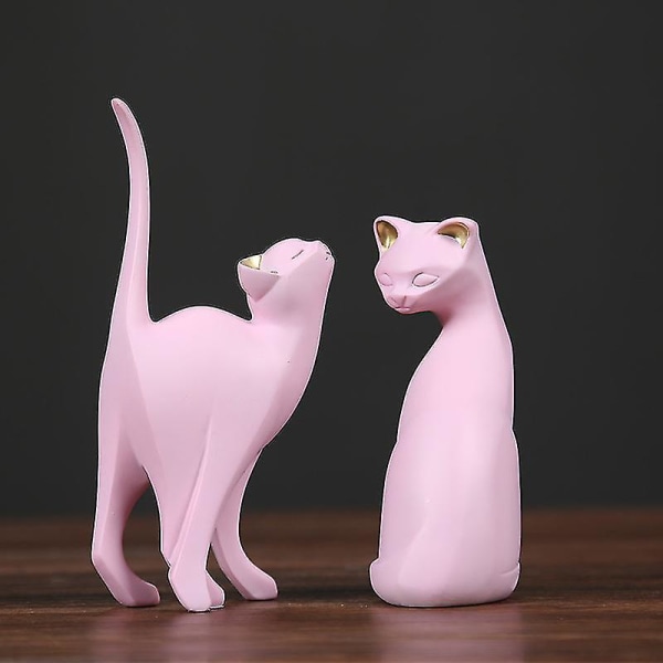 Enkel og kreativ katteformet skulptur til soveværelse (1 stk, lyserød)