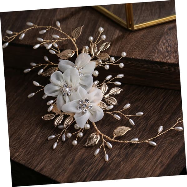 Brudehodeplagg Perle Rhinestone Klassisk Bryllupshårbånd for kvinner Stoffblomsthårbånd