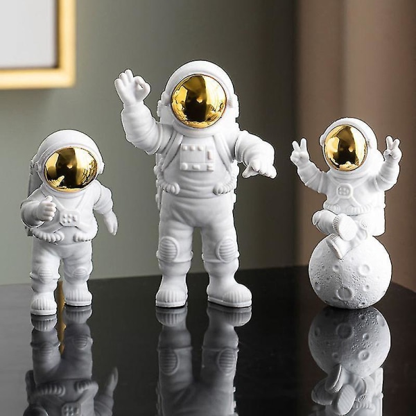 4 stk. Astronautfigurer Resin Statue Skrivebordsdekoration