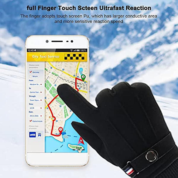 Vintertermohandskar för Män och Kvinnor, Anti-Halk Suede Fleece Touchscreen Handskar