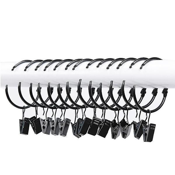 40 stk Gardinringer Gardin Klips Stang 38mm Dusj Metall