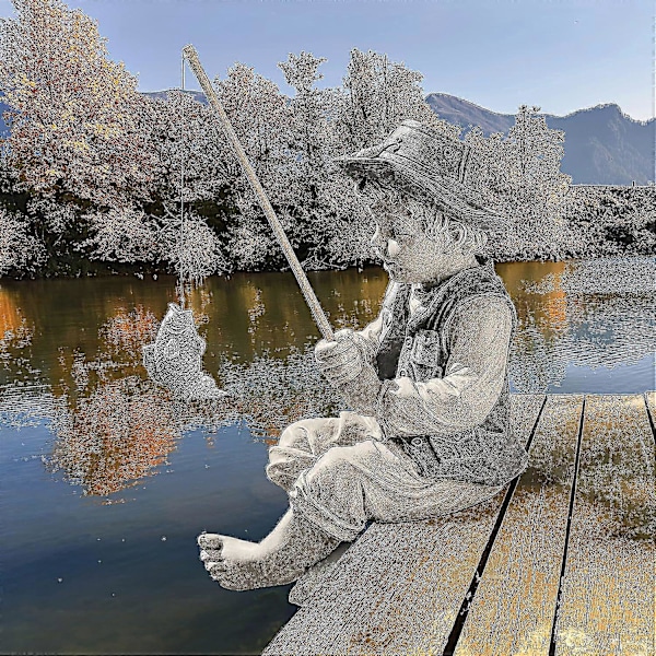 Liten Fiskepojke Staty, 3D Harts Miniatyr Staty Ornament, Inomhus Utomhus Söta Karaktär Staty Trädgård Tillbehör
