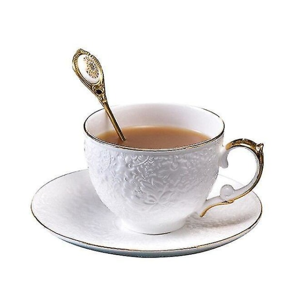 Keramisk kaffekopp og underkoppsett, luksuriøs blomster-tekopp