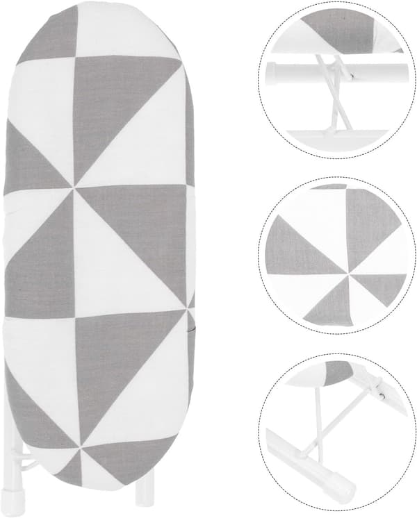 Mini Strykplatta Fällbar Strykpall Oval Andningsbar Tyg Stål Plast Kompakt Design