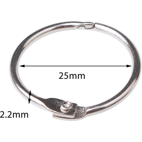 Metal Bogringe, Løsbladsbind Bogringe 25mm Indvendig Diameter Nøgleringe (silve)20 Stk