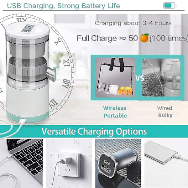 Elektrisk USB-laddningsbar saftpressare apelsin citron juicepressare bärbar 45w 2023 Ny