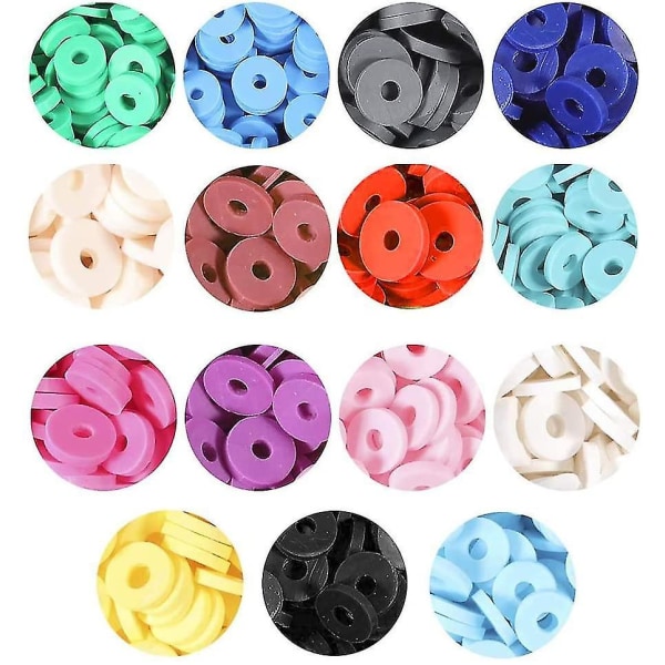 2600stk farge 15 Farger Keramikkperler 6mm Fake Beads