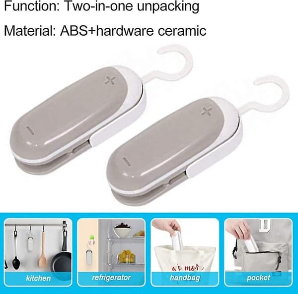 2 stk. Frisk Snack Forseglere, Plastikpose Mini Forseglingspose