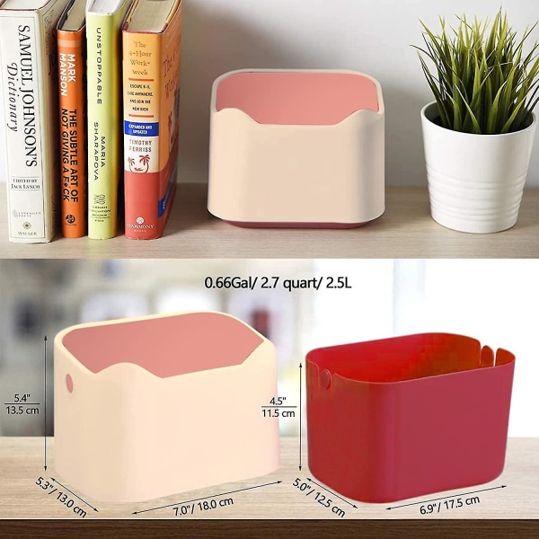 Mini baderomsbeholder Teposebeholder Med lokk For kontorbord Liten beholderrød+rosa