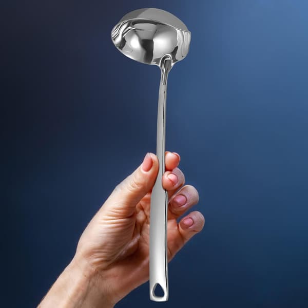 Suppeøse Sausøse Rustfritt Stål Polert Finish Hengehull Elegant Design Sølvfarge