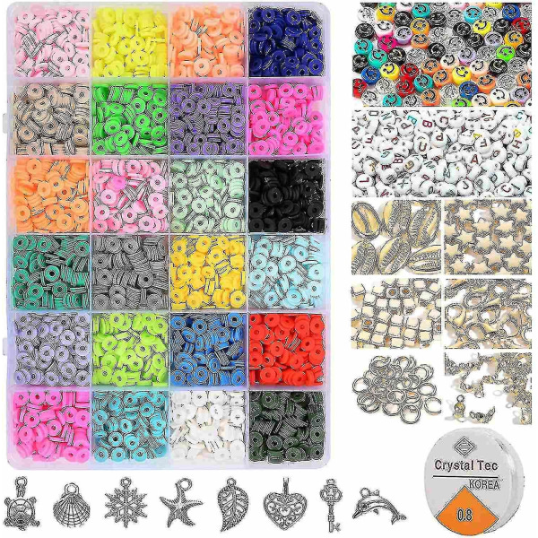 4000 stk Clay Beads Smykker Armbånd Making Kit 6mm