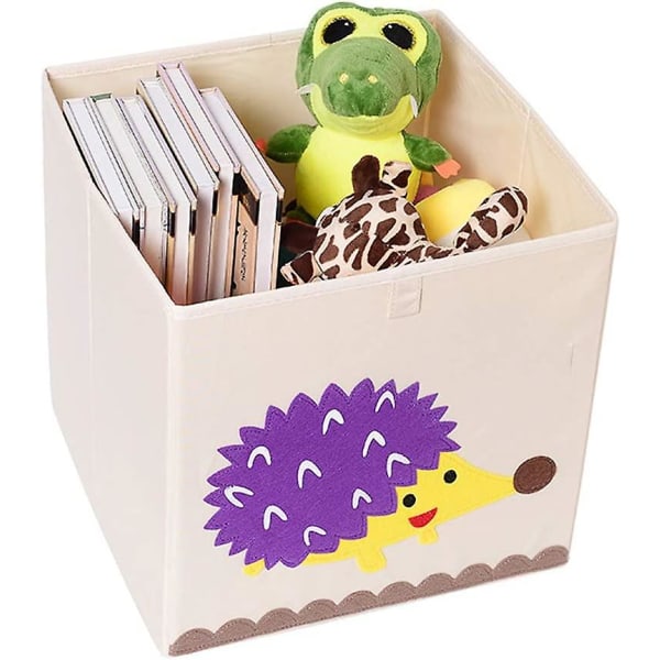 Legetøjsopbevaringsboks - Opbevaringsboks til børn - Foldbar terning - Familiepindsvin