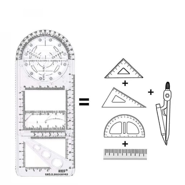 Linjal Multifunksjonell geometrisk måling Lære tegneverktøy 44cd | Fyndiq