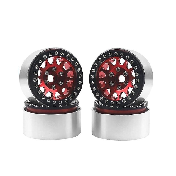 4 kpl 1.9 Metal Beadlock Vannekehä Vanteet 1/10 RC Trx4 Scx10 Scx10-ii 90046 Scx10-iii Axi03007 D90 Punainen