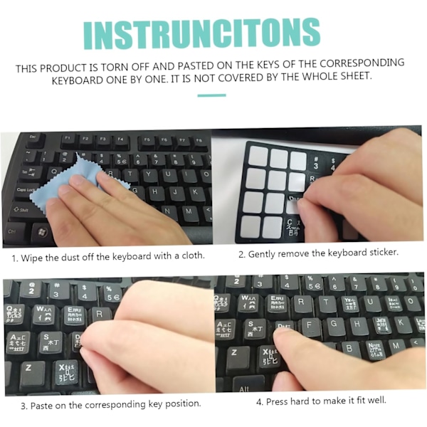 2 Ark Universelle Engelske Tastaturklistremerker Komplett Sett