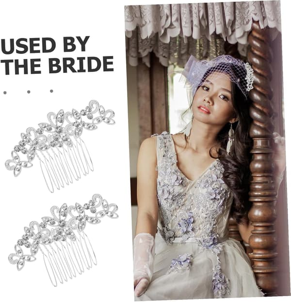 2 st bröllopshårkam strass brudhårstyling tillbehör blomhårstycke