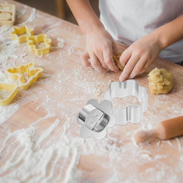 3 sett plommeblomst kake mousse ringer rustfritt stål kakeform med glatte kanter