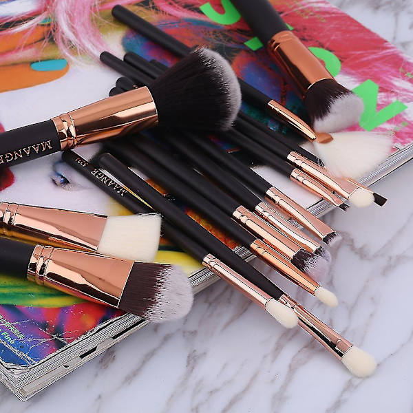 15-pack Rose Gold Makeupborste Set Foundation Kosmetika