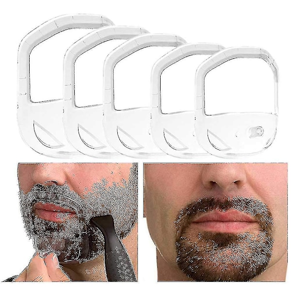 Skäggformare Getskägg Mustasch Grooming Verktyg Ansiktshår Styling Mall För Man 5 St/set, Salong Mustasch Skägg Styling white