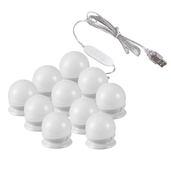 LED USB Makeup Spejl Lys Pære Forfængelighedslys 10 Pærer Kit