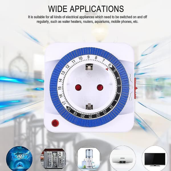 2 stk. Timer Stikkontakt, 24 Timer Mini Elektrisk Stikkontakt Timer, Indendørs Timer Stikkontakt