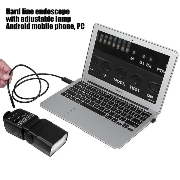 2-i-1 LED-lampe 5,5 mm linse USB-endoskop for å ta bilder