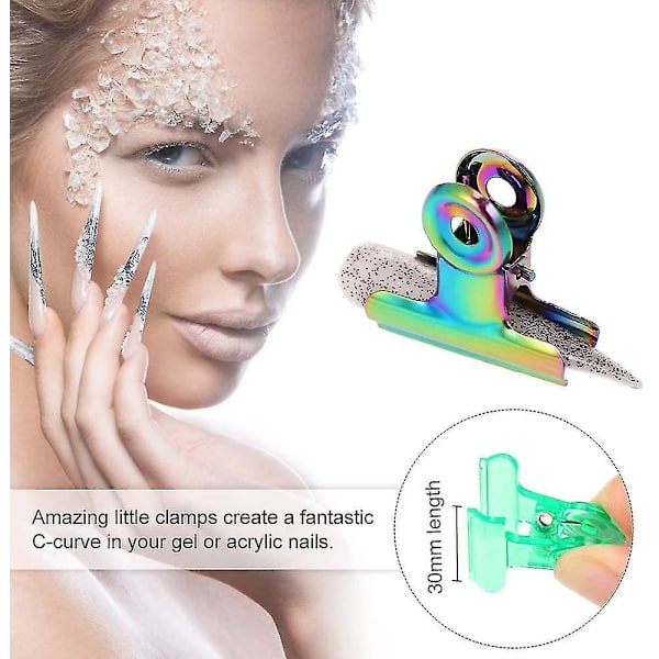 6 st Nagelklämmor för Manikyr C-kurva Nagelklämmor Akrylnagel