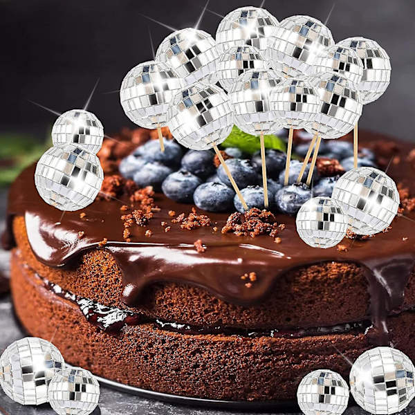 6 stk. Kageindsatser Kreativ Udsøgt Glat Overflade Skinnende Dekorer Spejl Discokugle Cupcake Pinde Party Tilbehør Kaesi 3cm