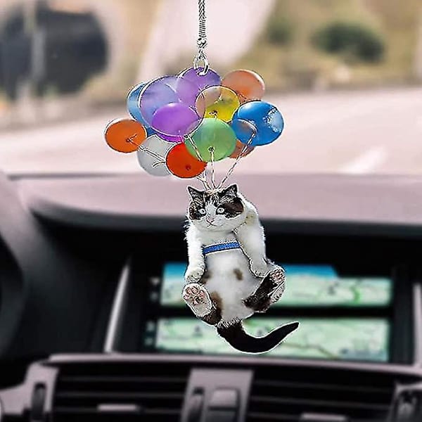 Søt katt bilhengende pynt fargerik ballongdekorasjon
