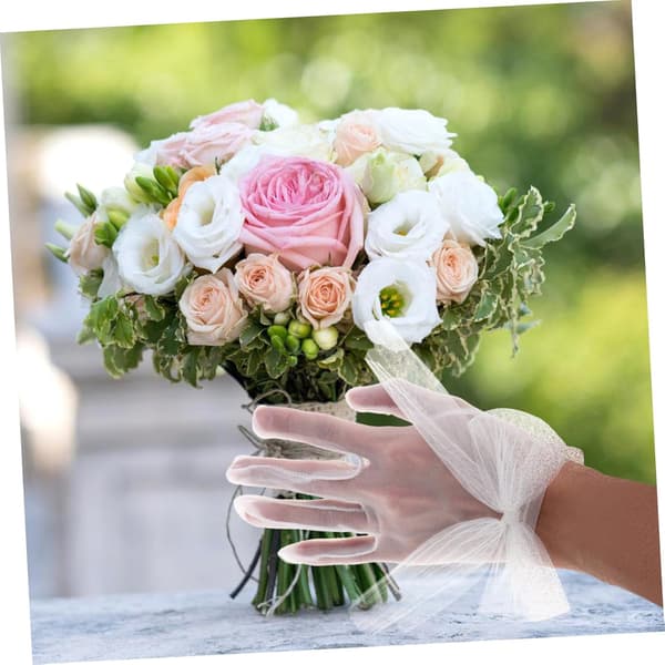 1 par elegante blomsterblondehandsker til kvinder tyl tefest bryllupshandsker