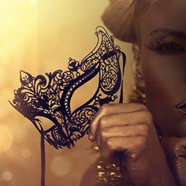 Lady Of Luck venetianska masker, metallmaskeradmask för kvinnor med laserskuren festmask