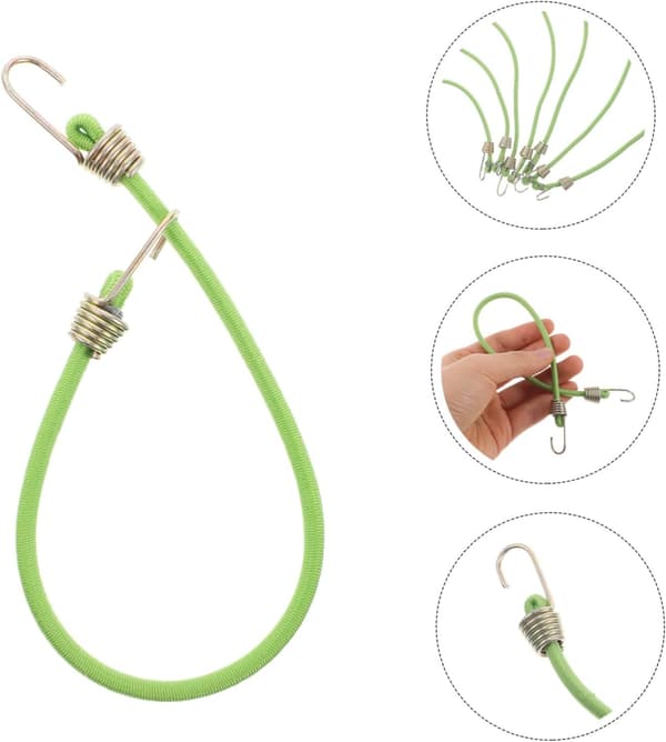 10 st elastiska bagageremmar med metallkrokar Mini Bungee Cords