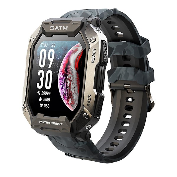 Vandafvisende Udendørs Sports Multi-Dial Elektronisk Måler Trin Hjertefrekvens Blod Oxygen Overvågning Camo black