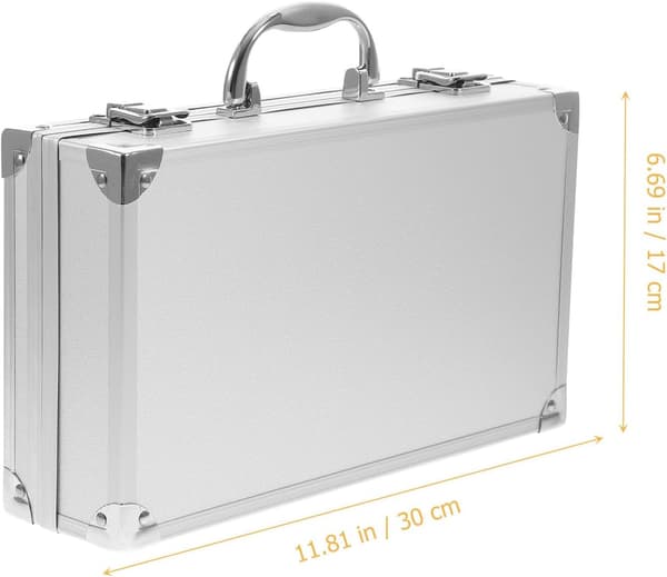 Kompakt verktygslåda Aluminiumlåda Silver Bärbar Skyddande Svampfoder Elegant Design Lämplig