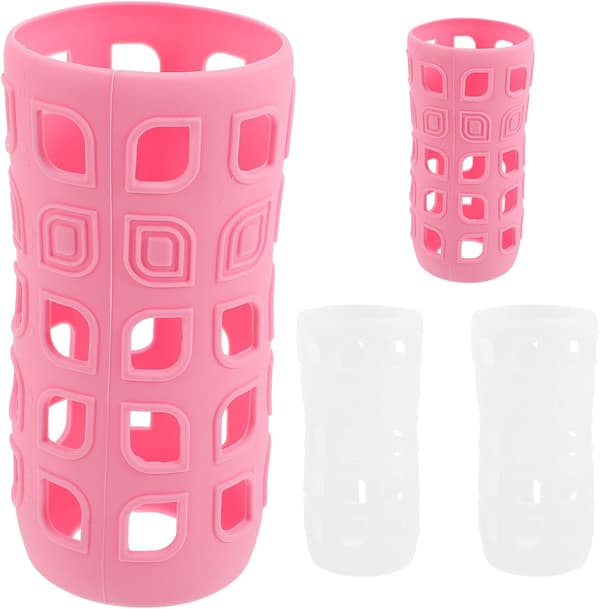 4 st värmeisolerade silikonflaskhylsor koppskydd ihålig design, bärbara glasflaskskydd