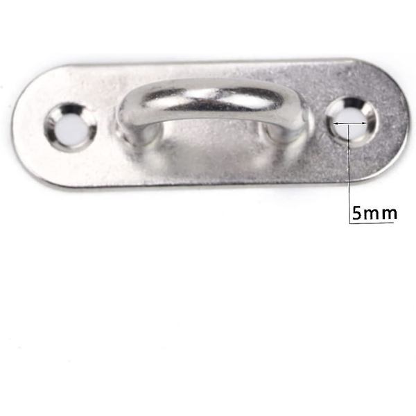 5mm Oval Pad Eye Plade Marine Spænde Fastgørelsesplade Sædetov Trækring Dørspænde Metal Stift Ring Krog Med 2 Huller Sølv 4stk)