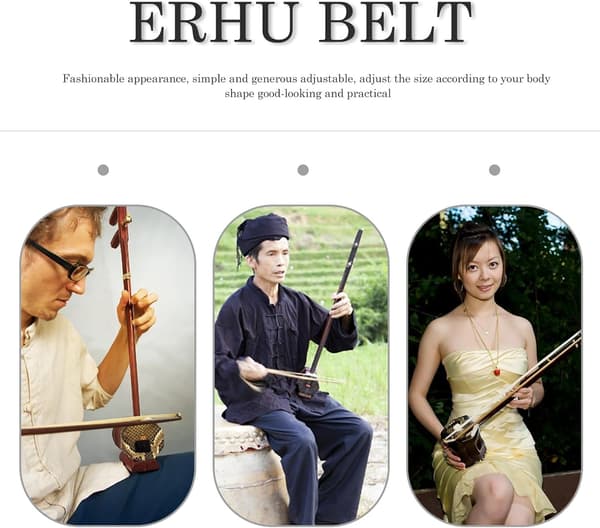 Justerbart Erhu Performancebälte Zinklegeringskrok och PU-läderrem