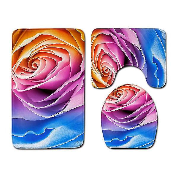 3-pack halkfri badrumsmatta, badrumsmatta, kontur, toalettlock, set, hem, badrum